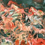 stádo koní - čierny kôň /herd of horses - black horse/ 560x200