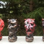 bronzový a akrylový čert /bronze and acrylic devil/ cca 12 cm