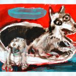 pes na palube /dog on board/ 40x30